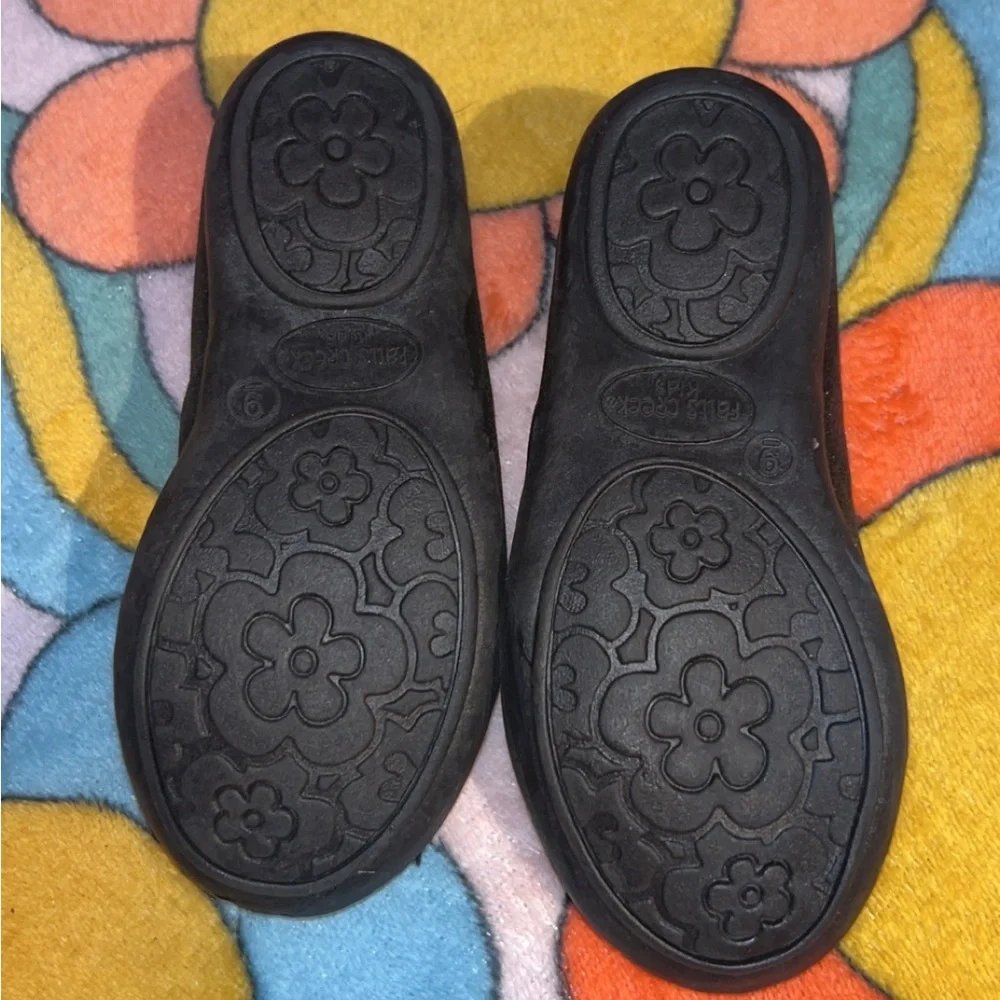 Falls Creek Toddlers Black Glitter Bow Shoes Size 9 - Picture 3 of 5